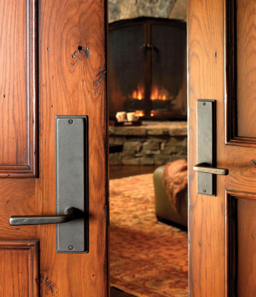 Fire-rated door with listed hardware